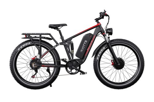 Duotts S26 Pro Fekete 26"-os elektromos kerékpár 960Wh, 1x7 fokozatú Shimano váltó, Teleszkóp, 46cm