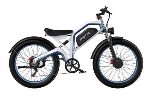 Duotts N26 Fehér-kék 26"-os elektromos kerékpár 960Wh, 1x7 fokozatú Shimano váltó, Teleszkóp, 46cm