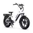 Onesport OT08 Pro Fehér 20"-os elektromos kerékpár 2*850Wh, 1x7 fokozatú Shimano váltó, Teleszkóp