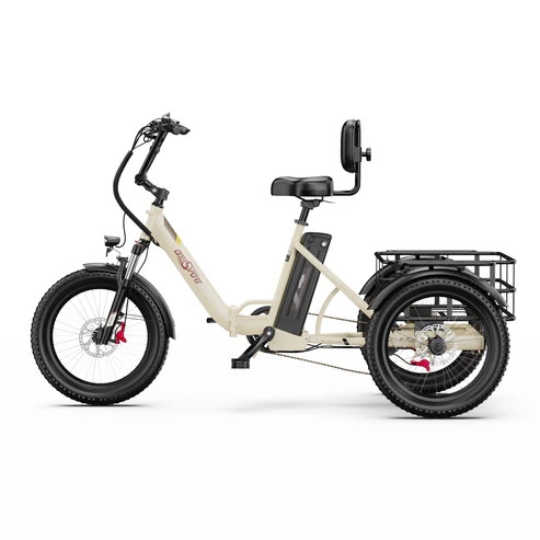 Onesport OT30 Pro Bézs 20"-os elektromos kerékpár 860Wh, 1x7 fokozatú Shimano váltó, Teleszkóp